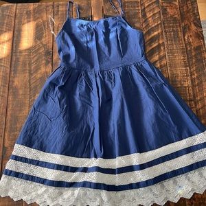 Navy Lace Trimmed Dress ModCloth